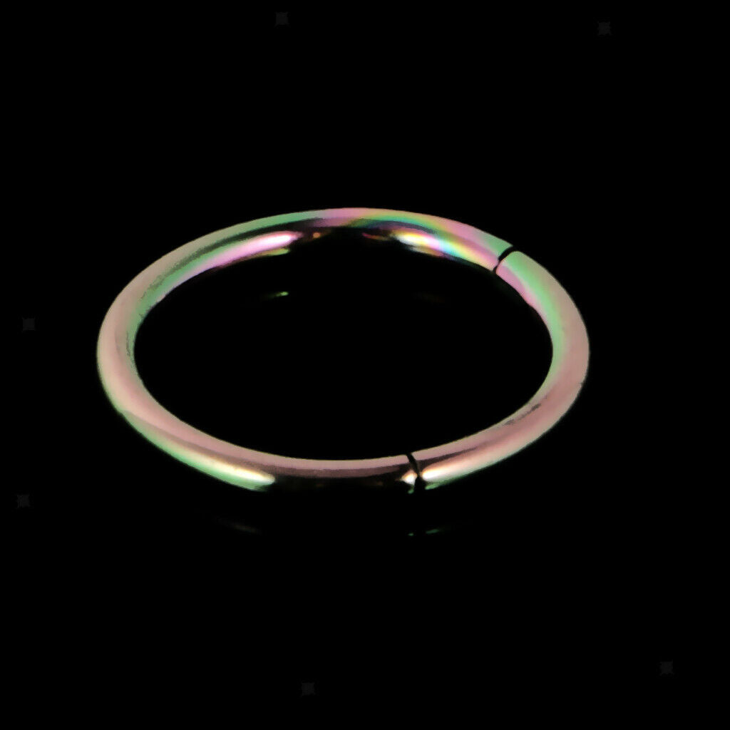 2 Piece Stainless Nose Ring Clicker Septum Hinge Tragus 16G 1.2x10mm Rainbow