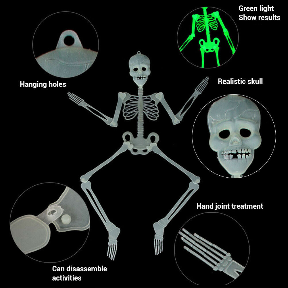 Halloween Luminous Skeleton Hanging Flexible Joints Skeleton Scary Hanging Props