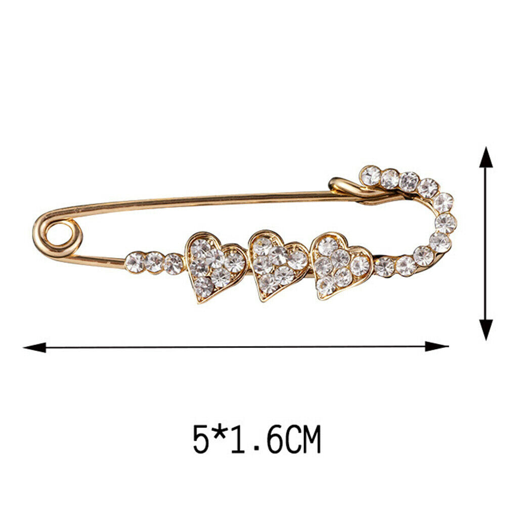 Crystal Heart Safety Pin Brooches Suit Sweater Scarves Scarf Brooch Charm
