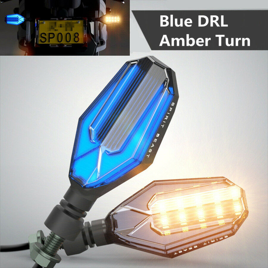 Motorcycle modified Turn signals Light(Amber) DRL(Blue) 30LED Daytime lamp 12v