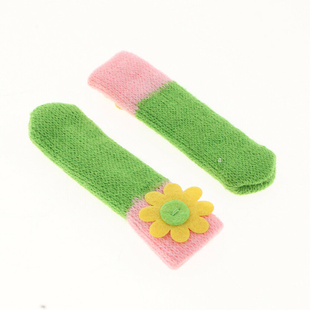 4pcs Knit  Socks Chair Leg Floor Protectors Green (Sunflower)