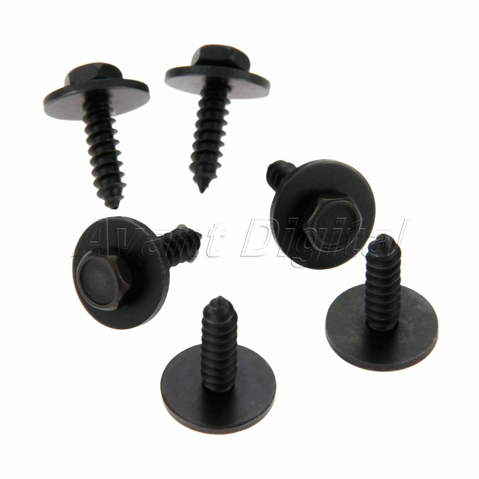 20 x New Black Universal Car Auto Self-Tapping Screws Hex Washer Head 4.8x19mm