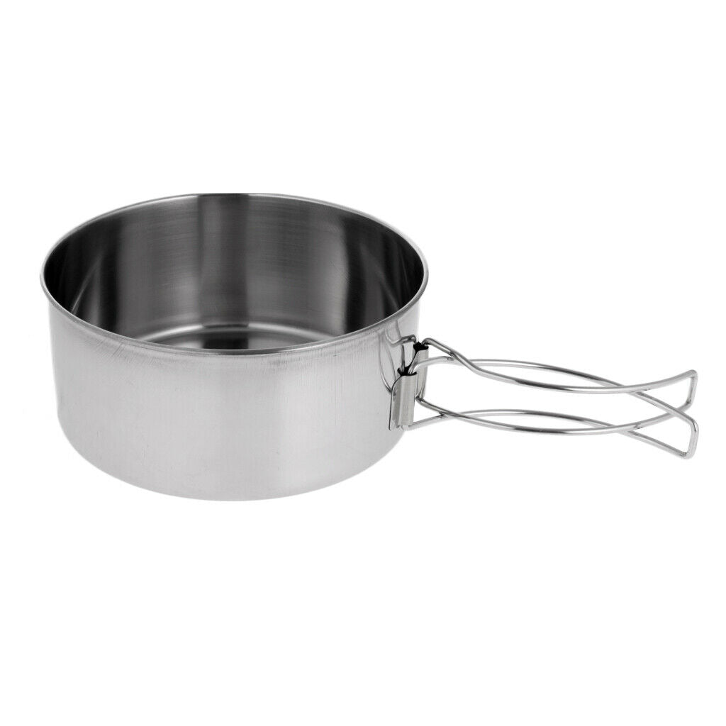 Portable Camping Folding Stainless Steel Cookware Backpacking Pot Pan Set
