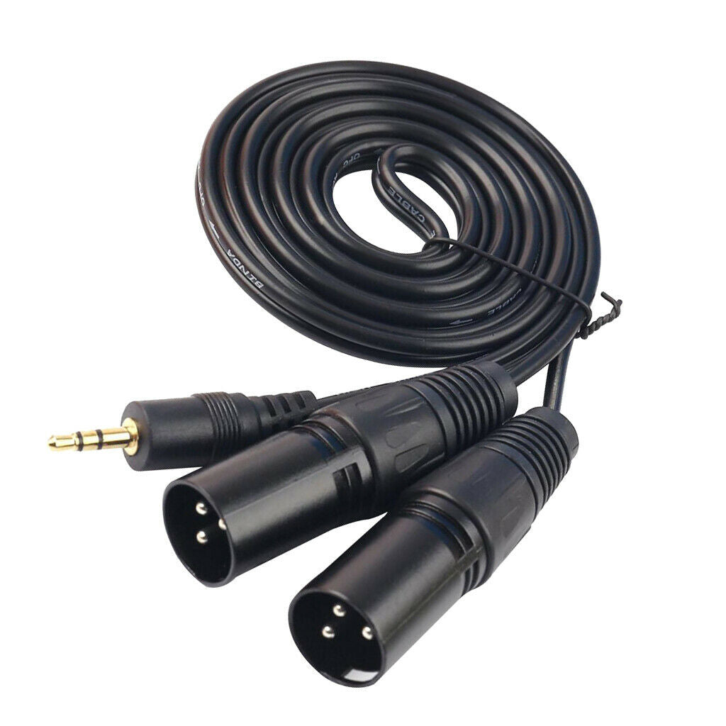 3.5 mm Stereo 1/8" to Dual Male XLR Splitter Patch Cable .