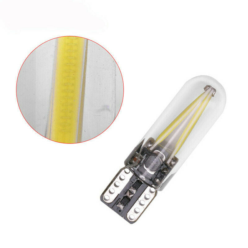 10Pcs T10 COB LED CANBUS Silica Glass License Light Bulbs 194 168 W5W Warm White