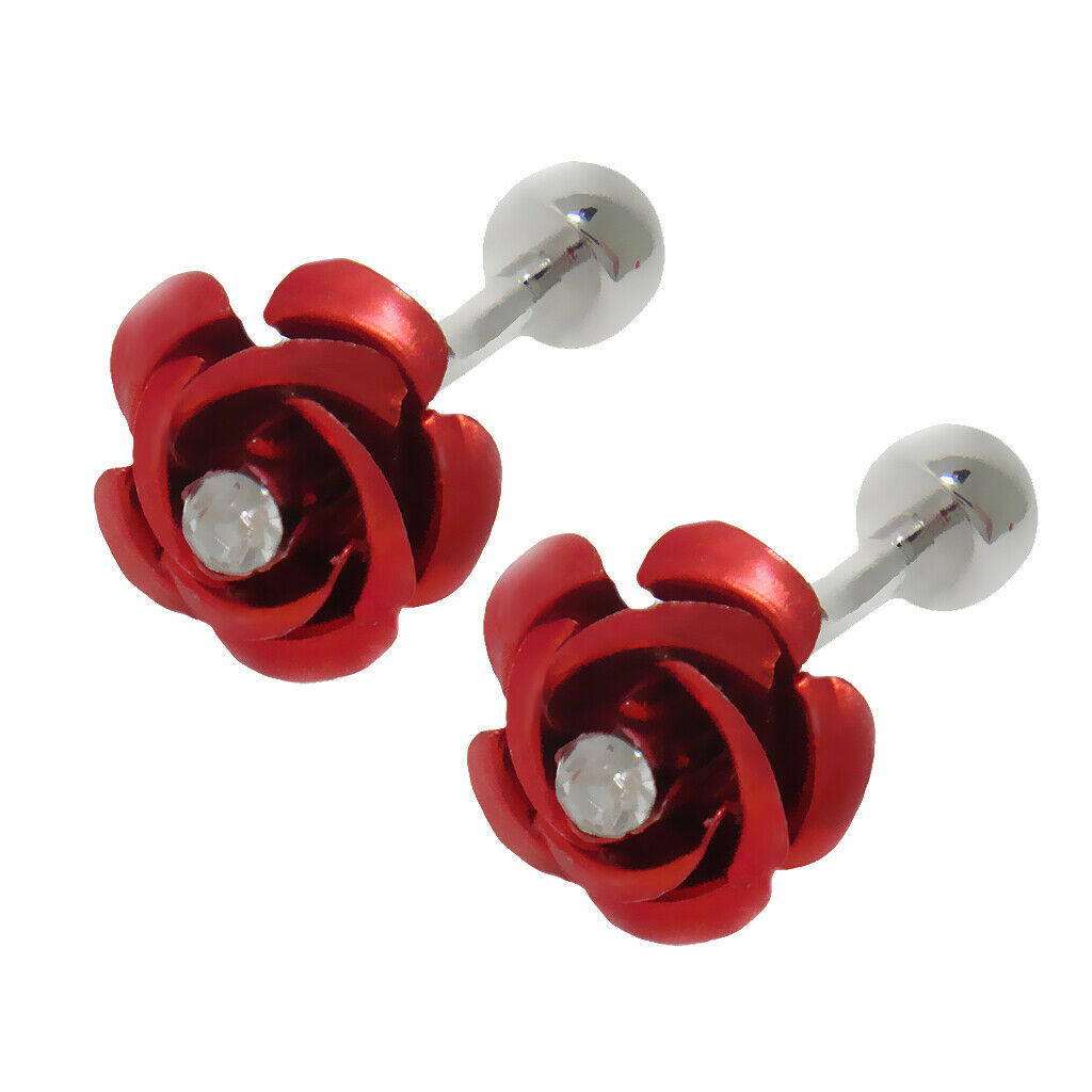 Retro Rose Flower Cufflinks Men Shirt Business Wedding Party Gift Red
