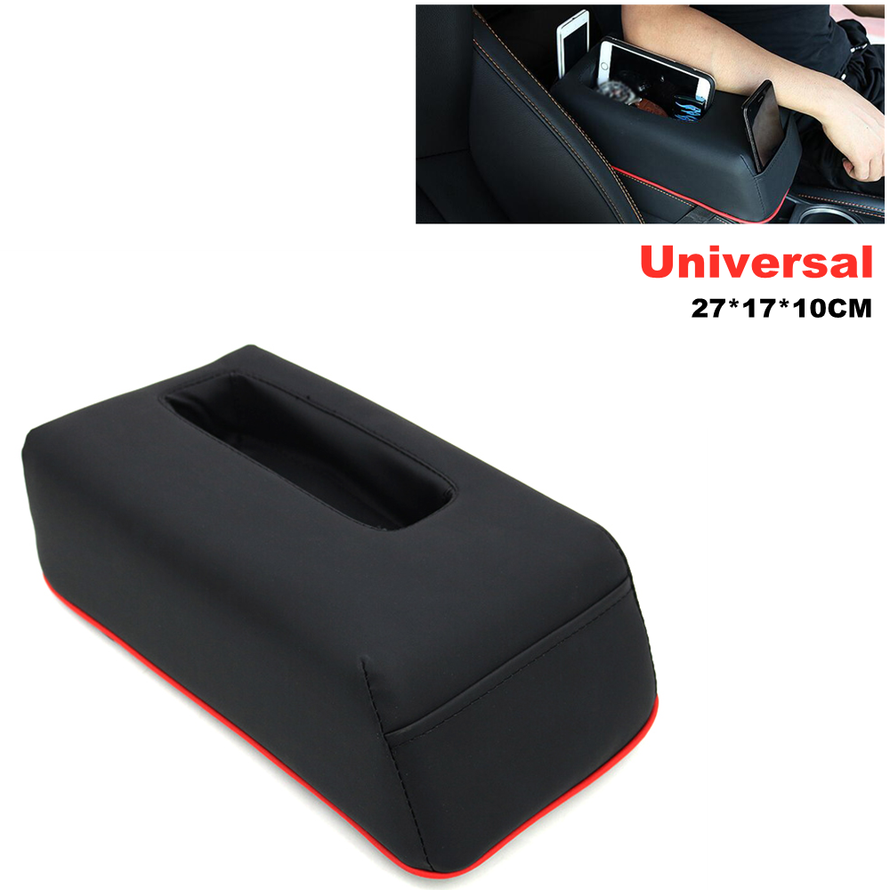 Car Center Console Armrest Sponge Cover w/ Pockets Heightening Pad Rest Cushion