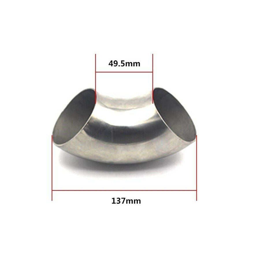 2.5'' 63mm OD Stainless Steel Exhaust Weld 90 Degree Bend Elbow Pipe Fitting Kit