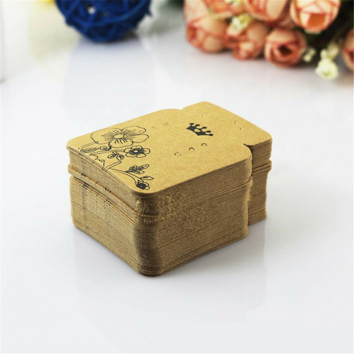 100pcs Kraft Paper Jewelry Necklace Earring Hanging Packaging Card Display Cards