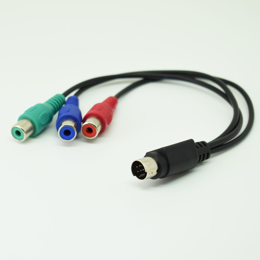 1pc Mini 7pin Din PS2 Male S-Video To 3 RCA Female Red/Blue/Green HDTV Cable