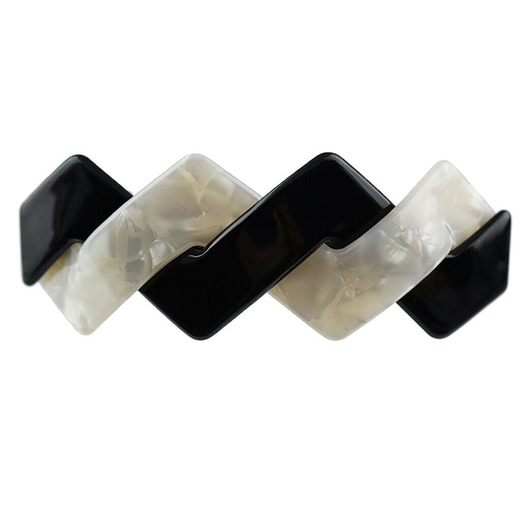 White+Black Waves Automatic Patchwork French France Hair Barrette Hair Clips