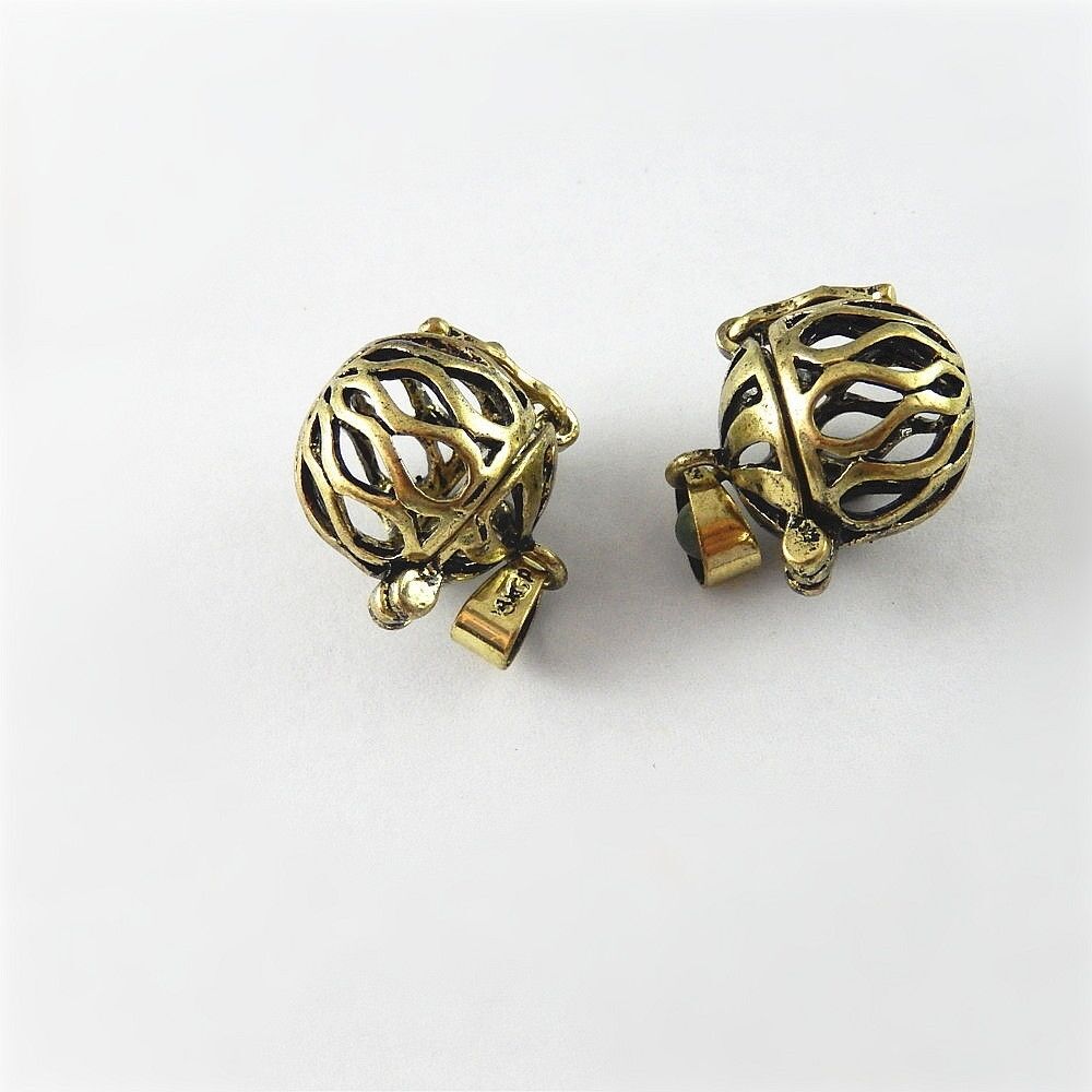 3 pcs Retro Bronze Bola Ball Openable Hollow Locket Brass Pendant DIY 20*16*16mm