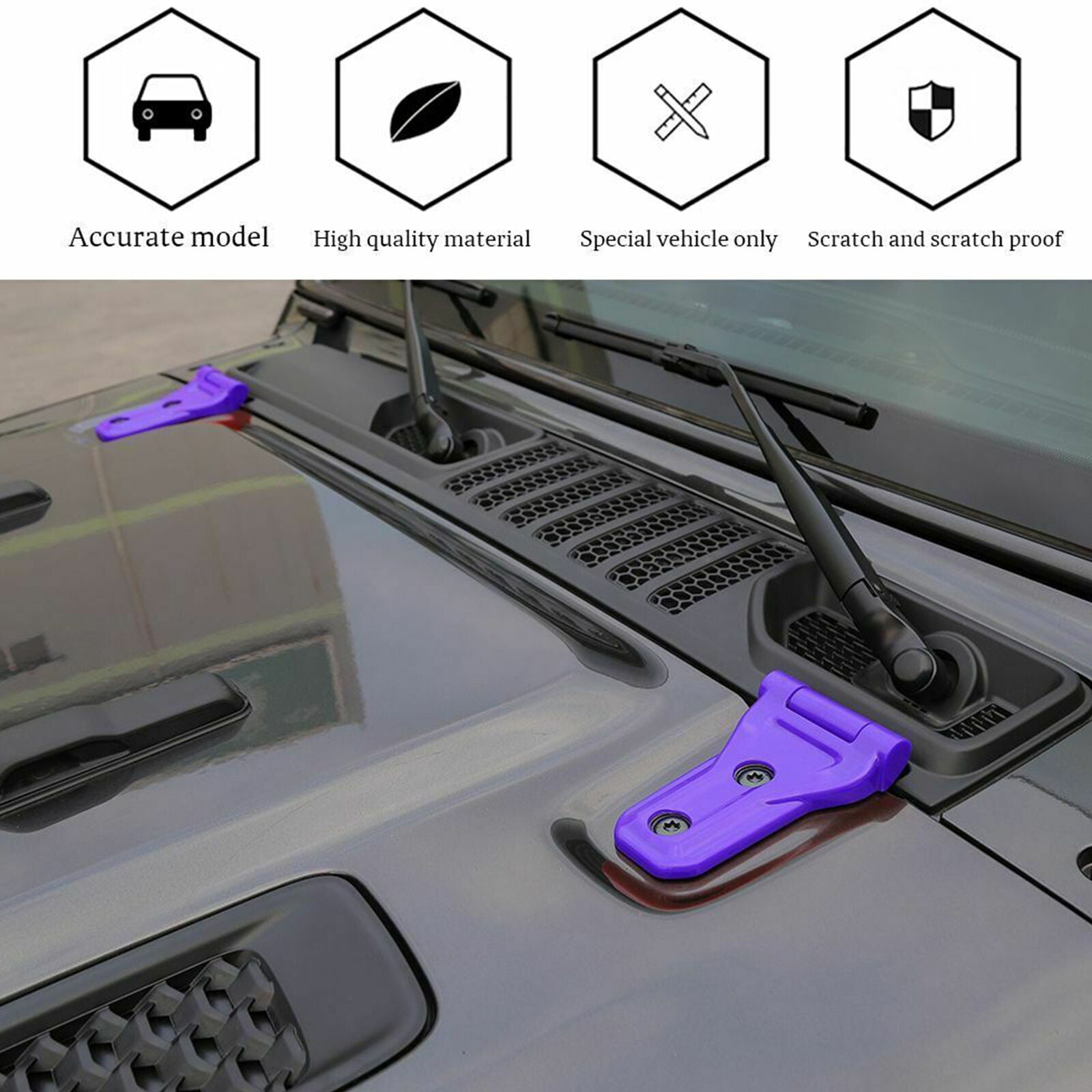 Purple Engine Hood Hinge Decor Cover Trim Accessories For 2018+ Jeep Wrangler JL