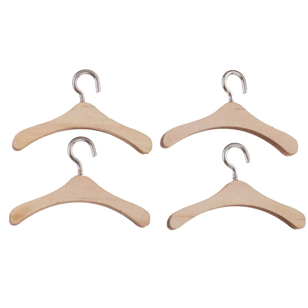 Handmade Wooden Clothes Hanging Stand with 10pcs Hook Hangers for 12'' BJD
