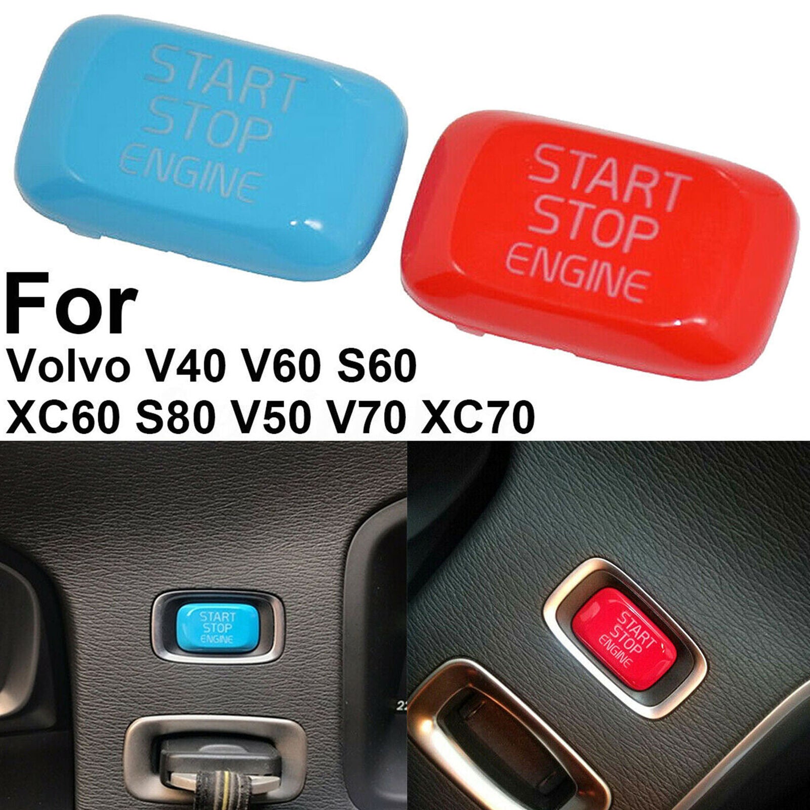 Red/Blue Car Inside Engine Start Stop Button Trim Cover For Volvo V40 V60 S60
