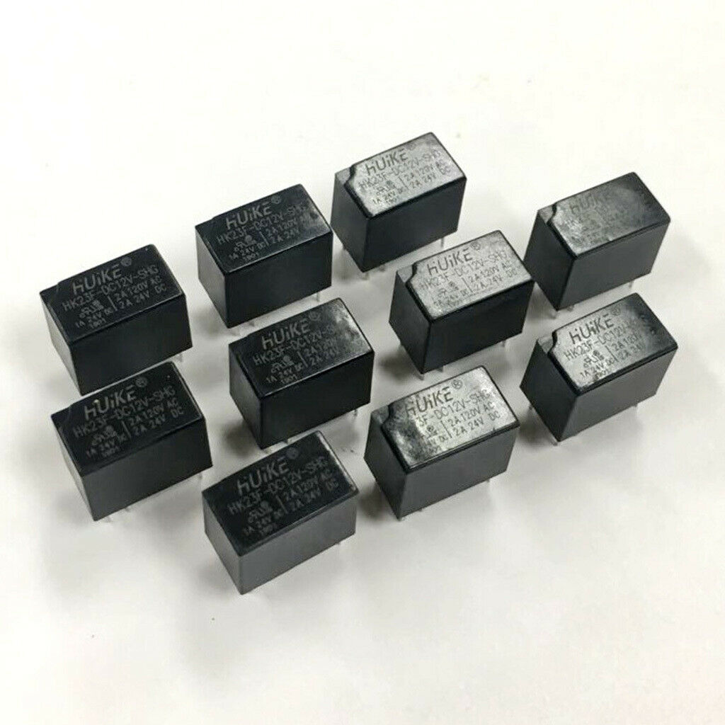 10 Pieces DC12V Coil 6-Pins DPDT Mini Power Relays PCB Type HK23F-DC12V-SHG