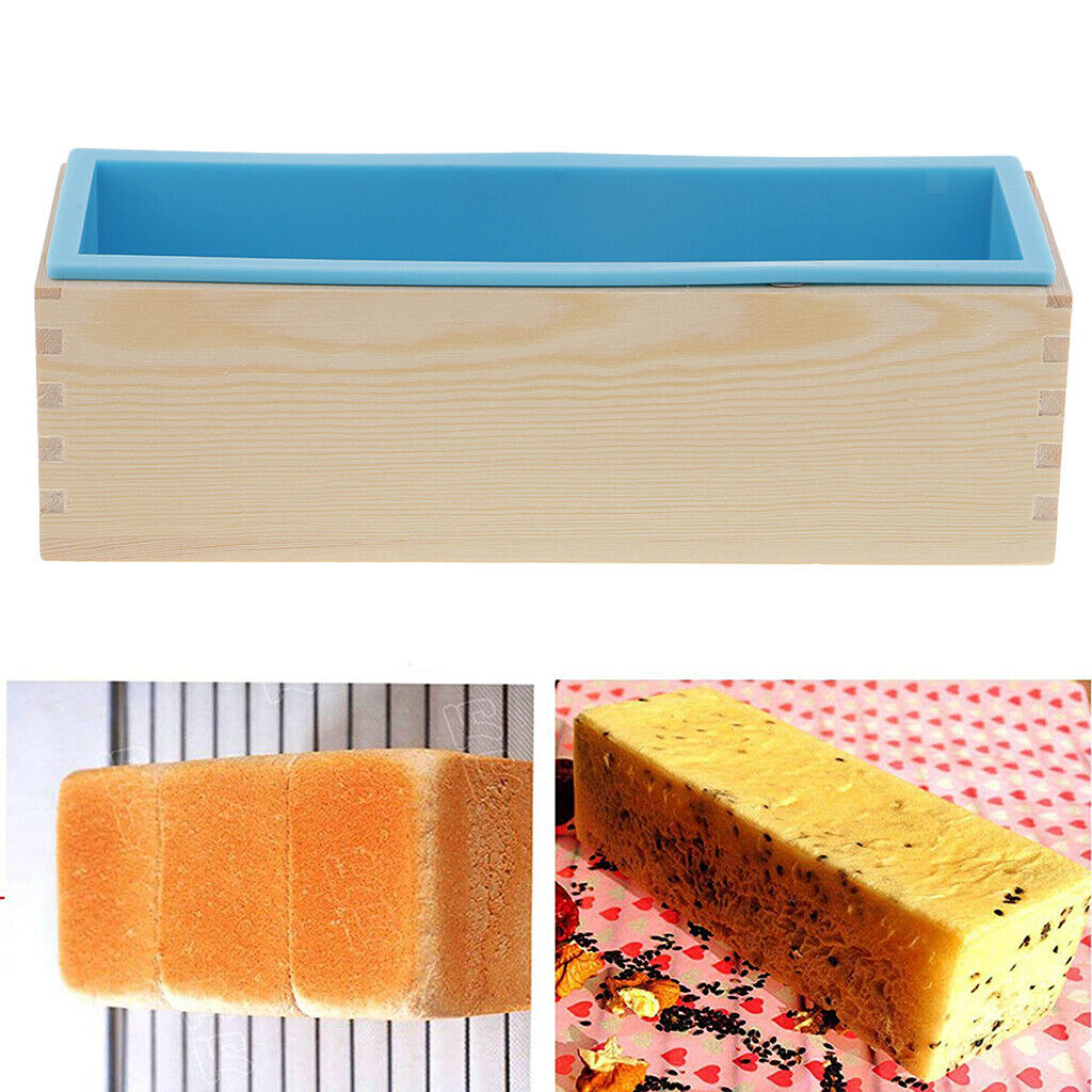 2 lot Soap Silicone Loaf Mould Wood Box Baking Soap Making Tools Crafts