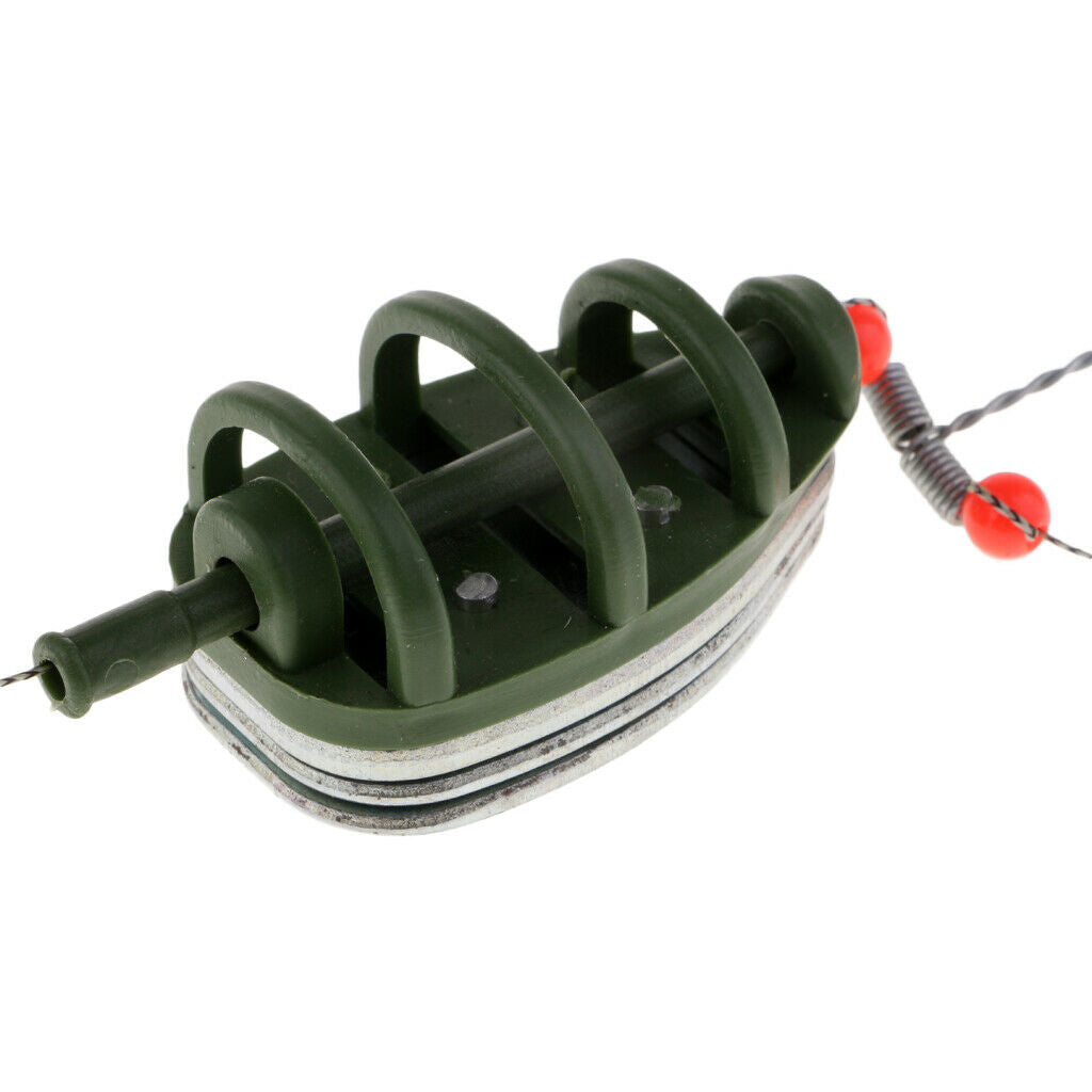 Fishing Feeder Basket Holder Fishing Bait Cage with Line Hooks 80g