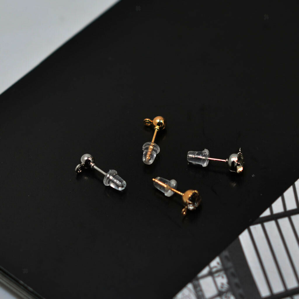 200 Pieces Ear Stud Rhinestone Ball Ear Post Stud with Loop Earring Findings