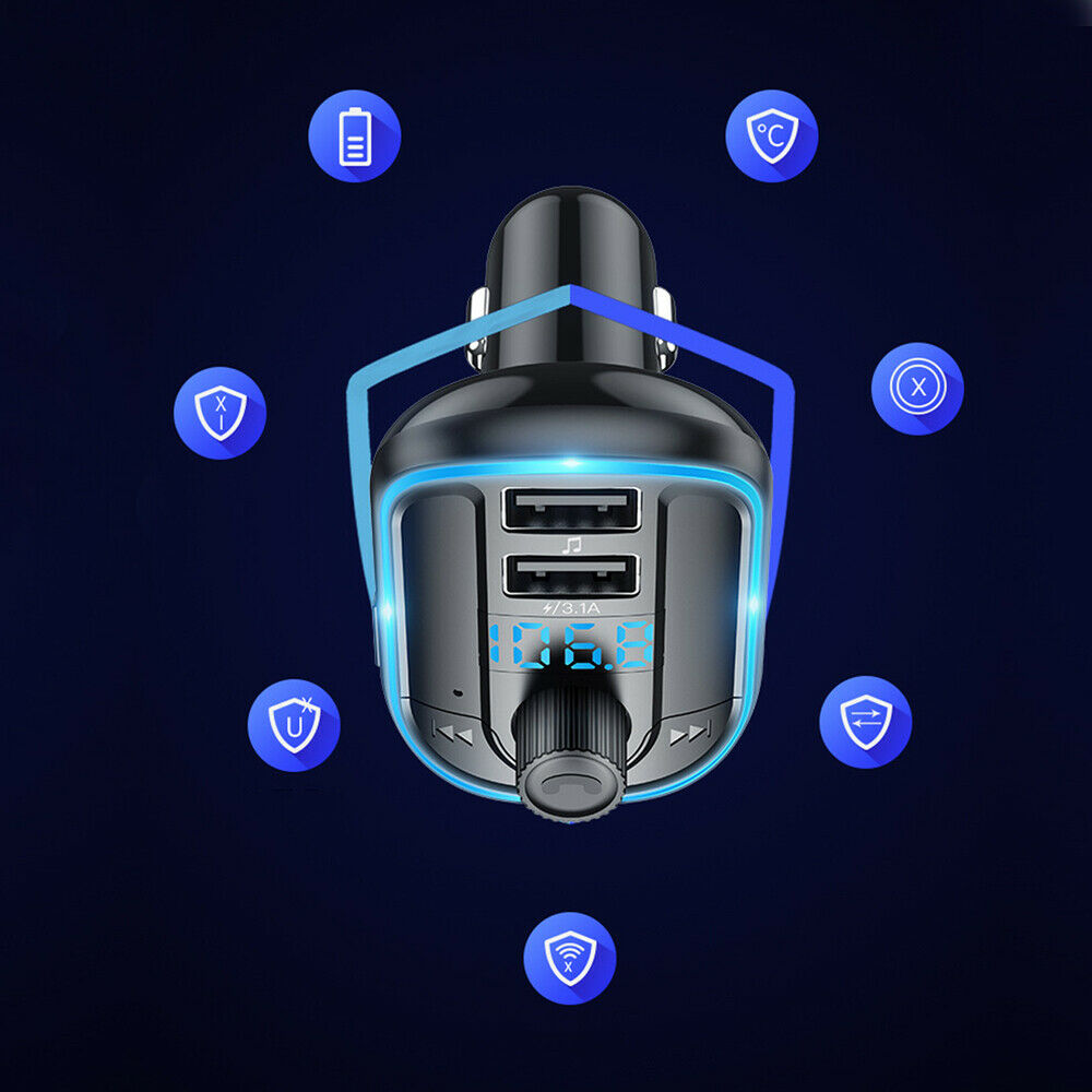 Car Wireless Bluetooth FM Transmitter Radio Adapter Kit MP3 Player 2-USB Charger