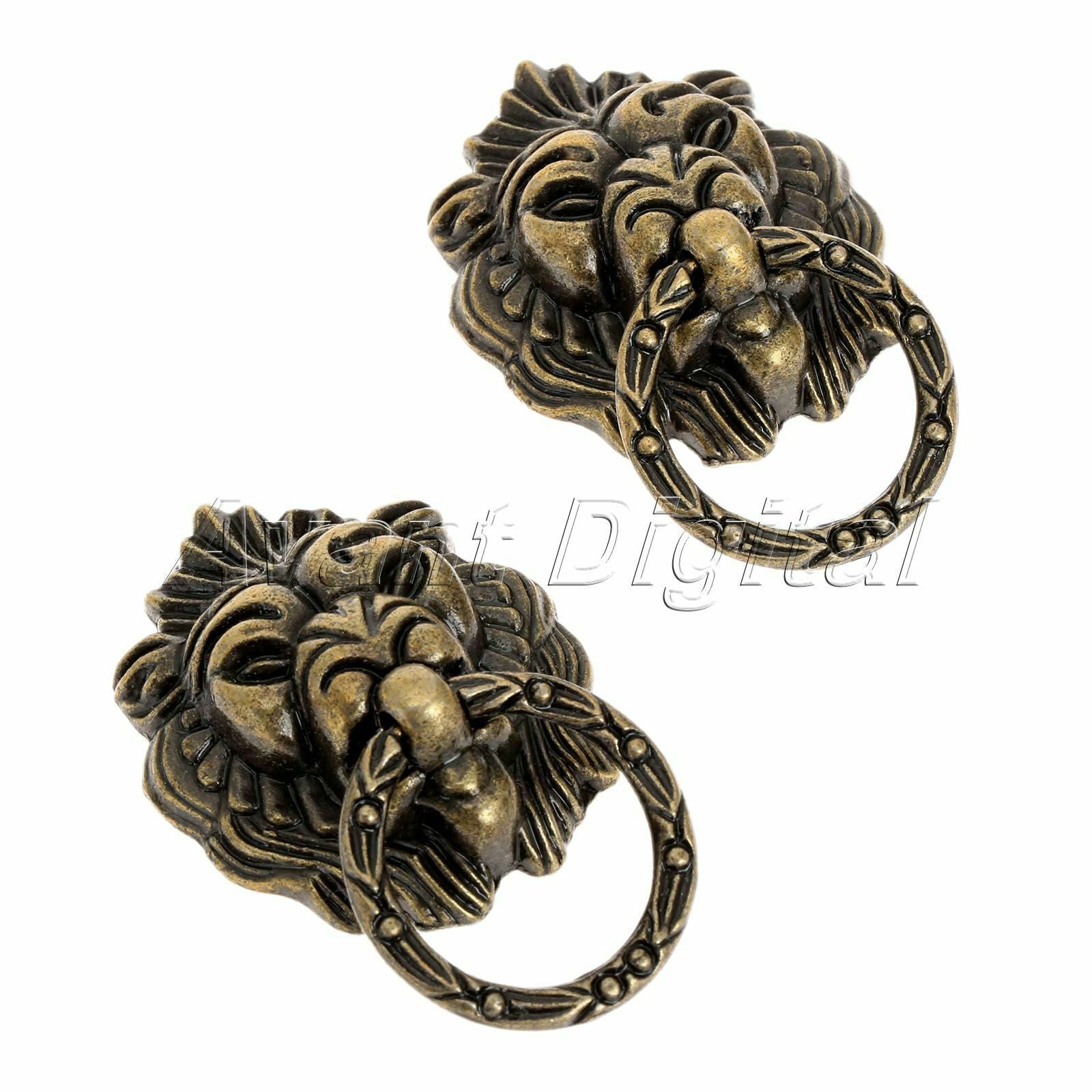 6Pcs High Quality Lion Head Jewelry Box Cabinet Drawer Knob Ring Pull Handle Hot