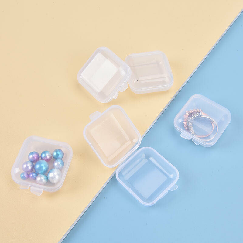 25Pcs Small Boxes Square Transparent Plastic Box Jewelry Storage Case Contai JD