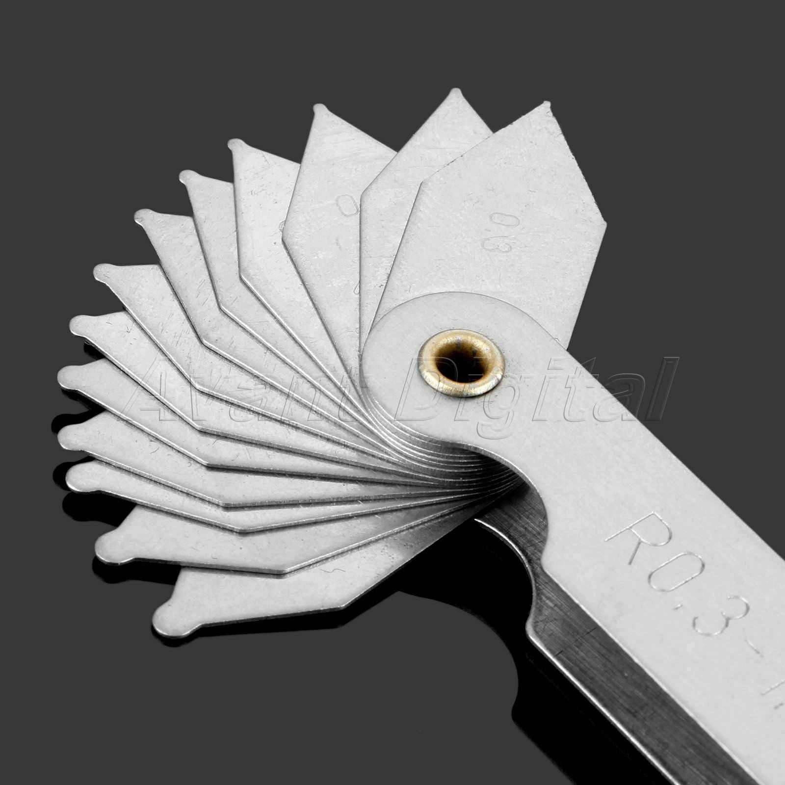 Radius Gauge Gage Fillet Set R 0.3mm to 1.5mm Standard Blade Measuring Hand Tool
