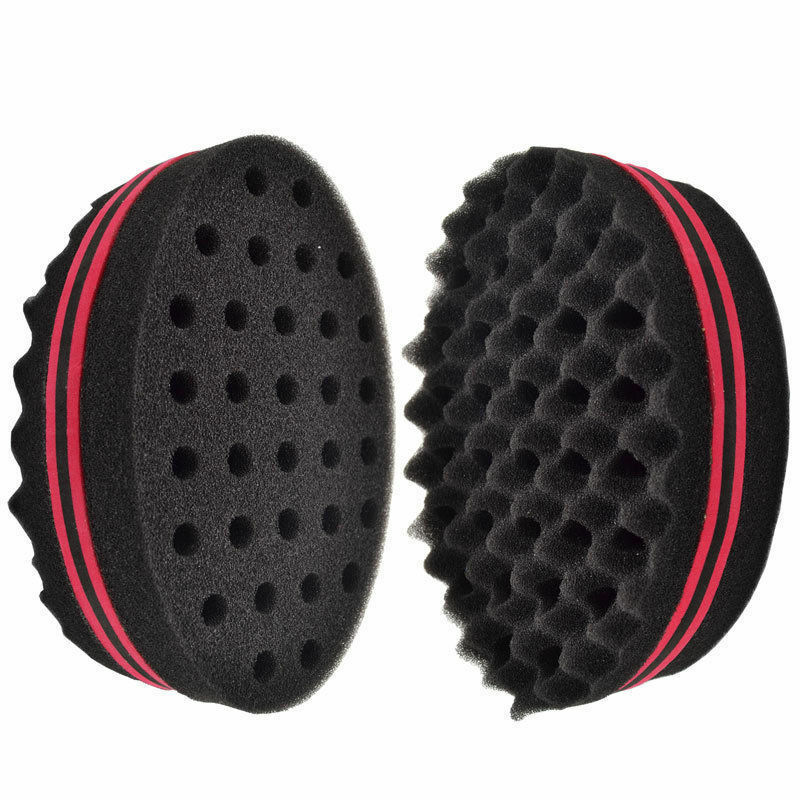 Black Double Sided Barber Hair Sponge Brush Dreads Afro Curl Wave Tool
