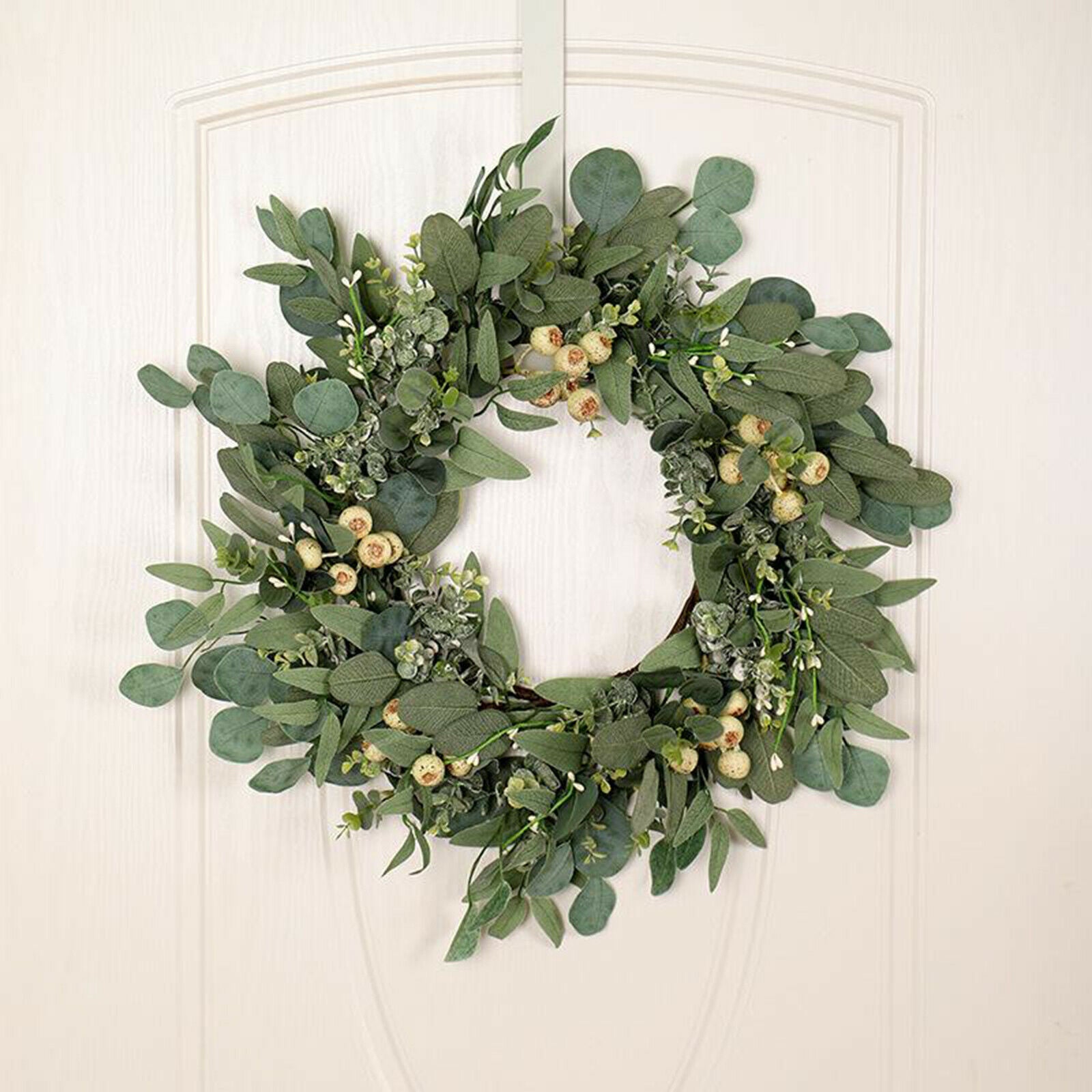 Eucalyptus Wreaths, Front Door 22'' Large Green Leaves Wreath for Spring Summer