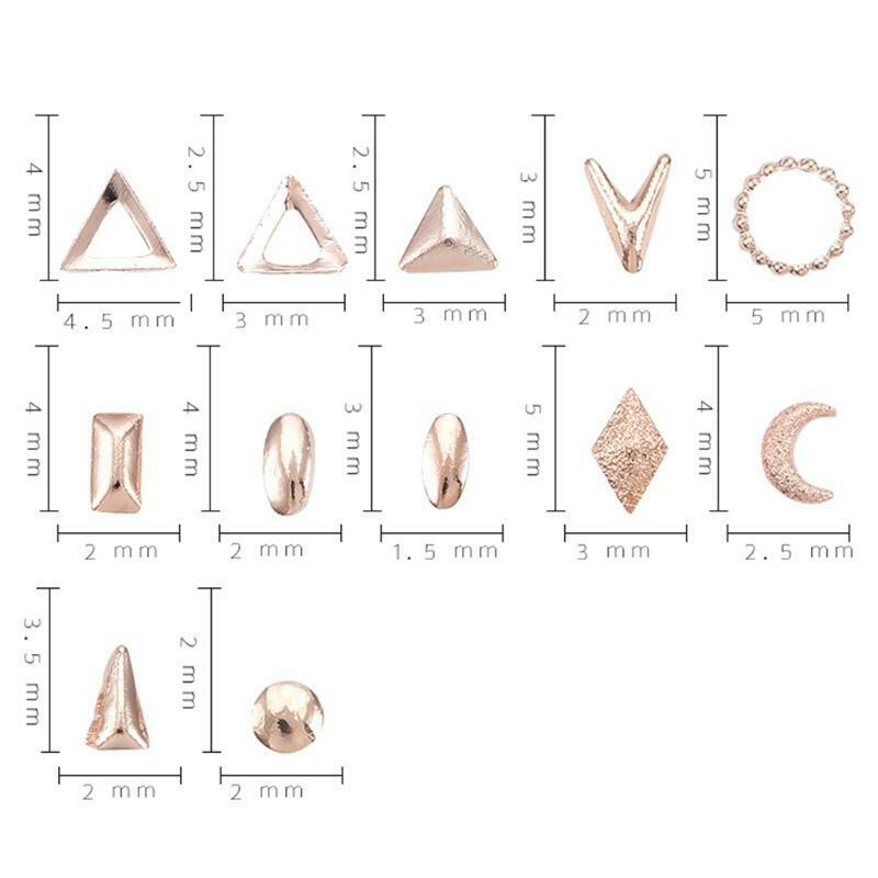 1box Nail Art Decals Multi-Shape Metal Nails Stickers DIY Decoration Accessories