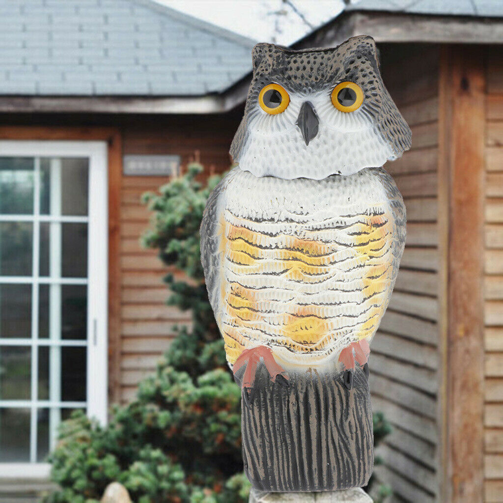 Vivid Owl Decoy Animal Statue Weed Pest Control Bird Scarer Lawn Ornament A
