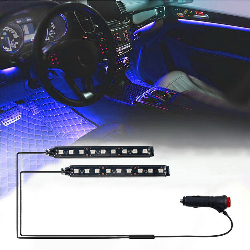 12V Blue Light Car 9 LED Interior Floor Decorative Atmosphere Light Lamp Strip
