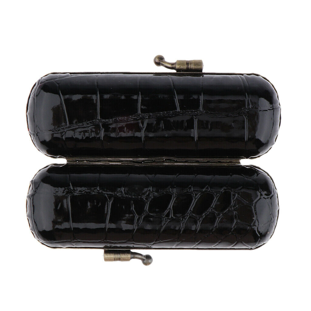 2pcs Cracked Stone PU Lipstick Lip Gloss Cases Storage Box Holder w/ Mirror