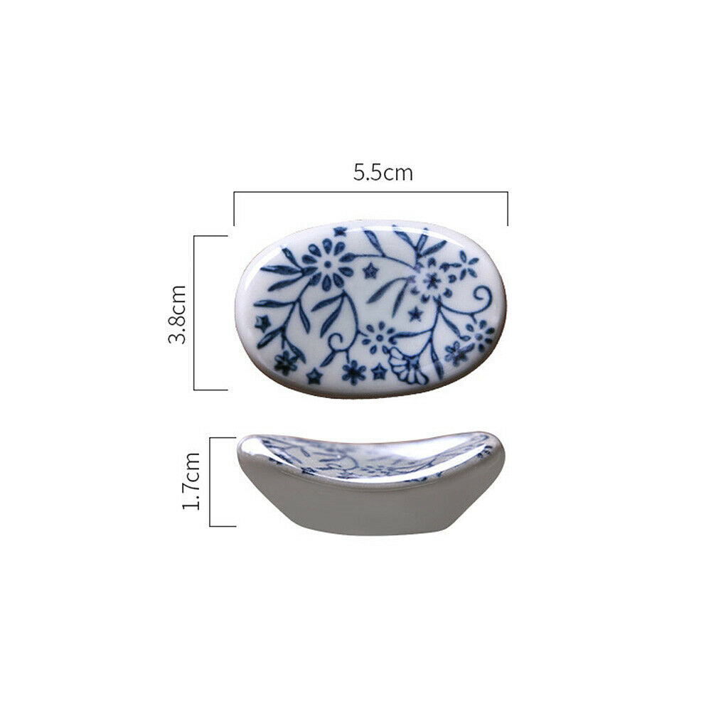 2Pcs Hand-painted Ceramic Ingot Chopstick Rest Rack Kitchen Cutlery Pen Holder