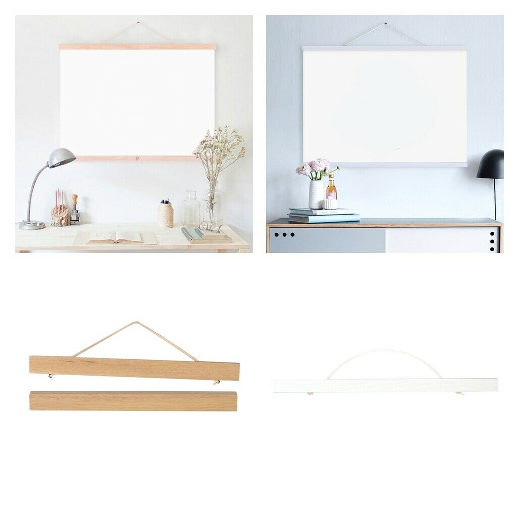 3x 8" Wooden Magnetic Poster Hanger Frame Holder for Photos Scrolls Artwork