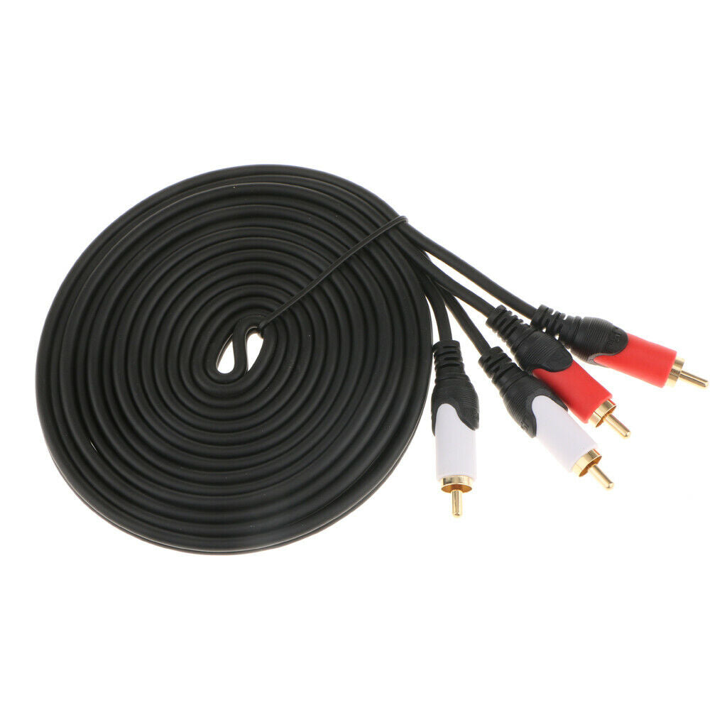 Dual RCA to RCA Audio Video AV Cord for HDTV DVD VCR Stereo Audio Cold Black