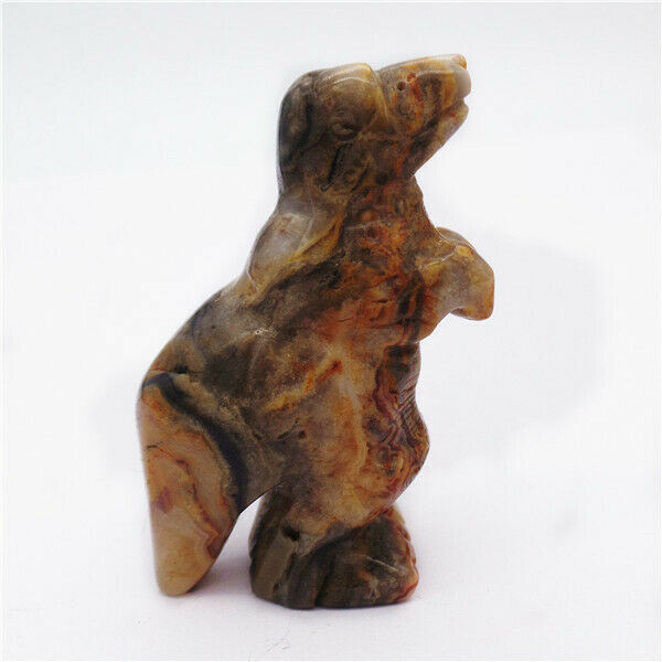 52x30x20mm Natural Crazy Lace Agate Carved Dinosaur Decoration Statue HH7948