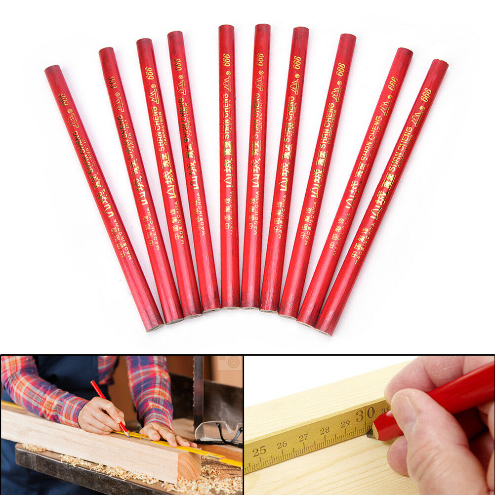 10x 175mm Carpenters Pencils Black Lead For DIY Builders Joiners Woodworking DD