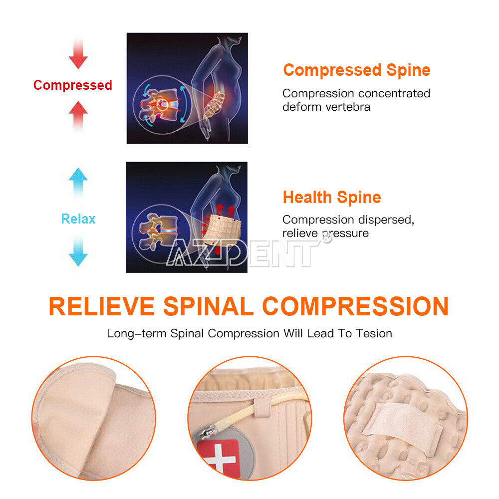 Lumbar Traction Belt Decompression Belt Back Brace Lumbar Support Beige