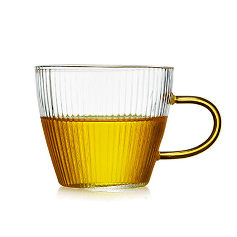 Milk Glass Tea Cup Transparent Wine Glass Vertical Pattern Cup Drinking C.l8
