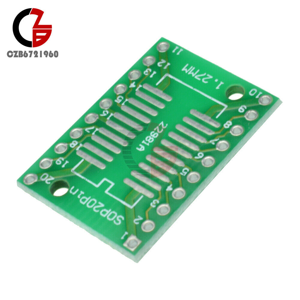 10PCS SOP20 SSOP20 TSSOP20 to DIP20 1.27mm 0.65mm Adapter PCB Converter Plate