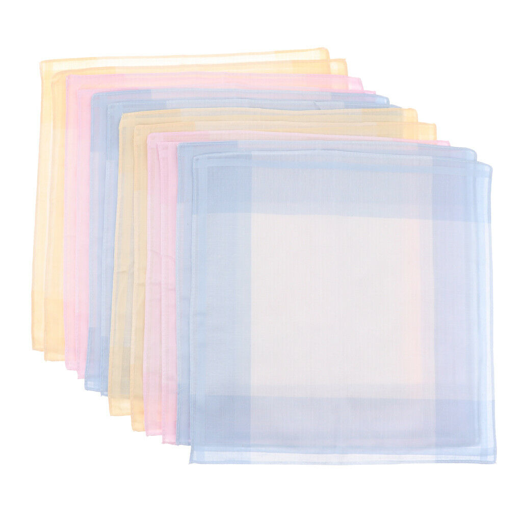 12x Soft Cotton  Square Plaid Pattern Hanky Wedding Party Handkerchief