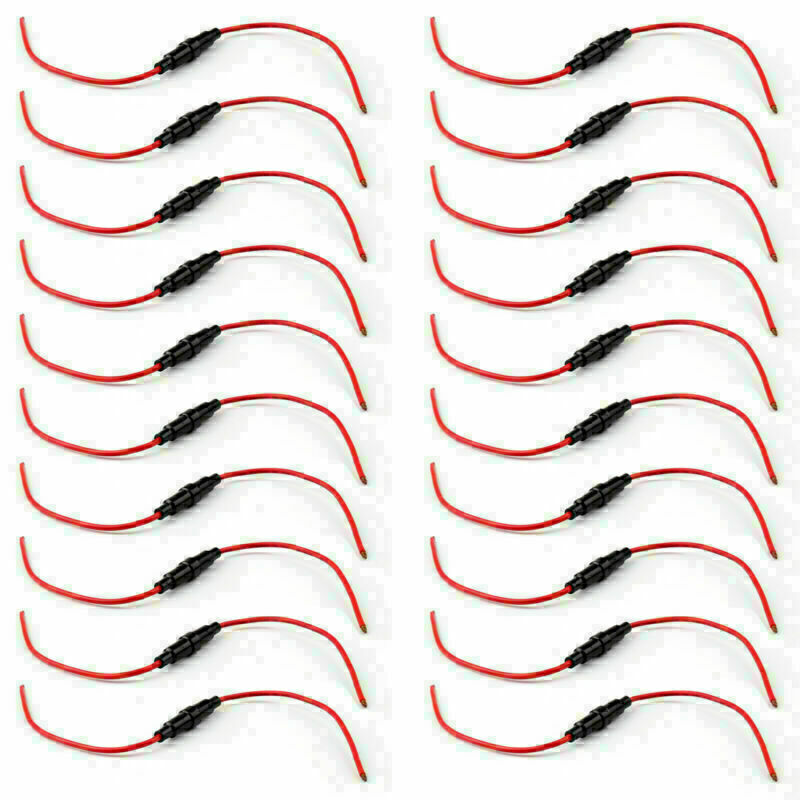 20Pcs 6x30mm AGC Glass Fuse Holder In-line Screw Type With 16 AWG Wire Cable CN