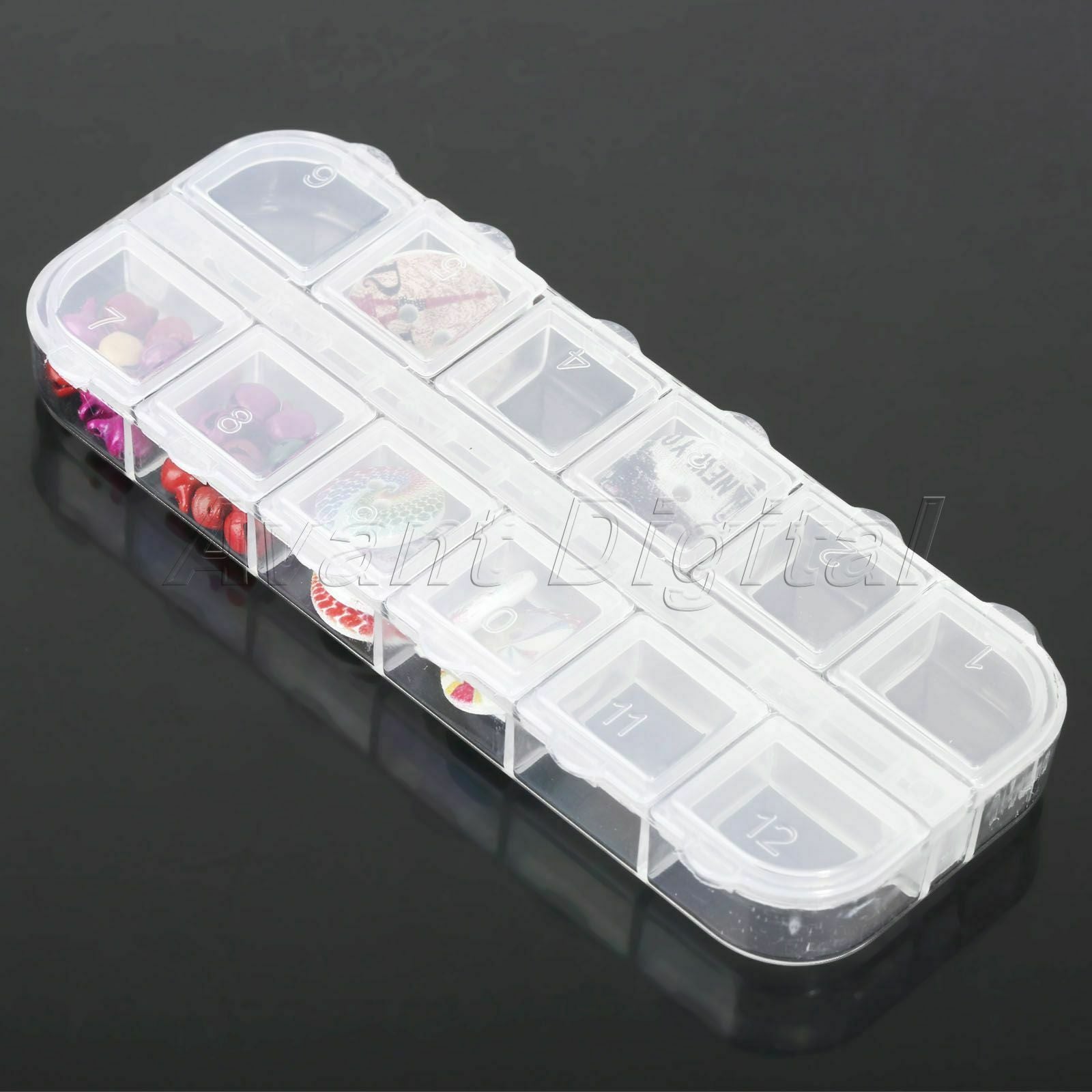 12 Slots Portable Clear Plastic Storage Holder Jewellery Bead Organizer Box Case