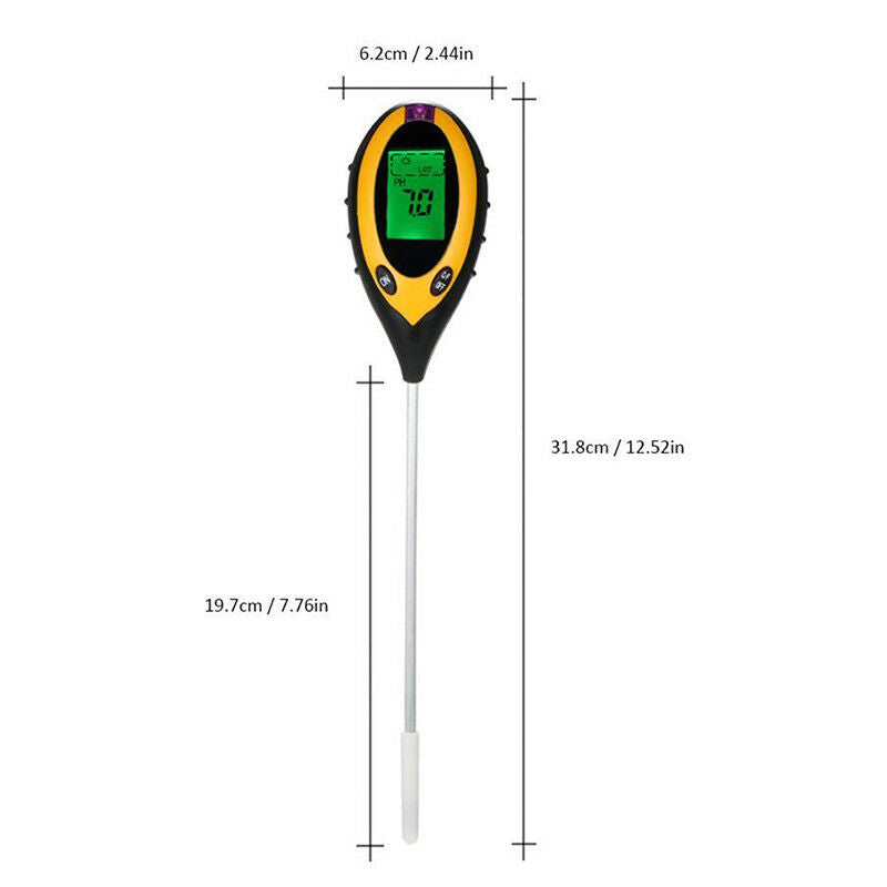 4 In1 LCD Digital PH Tester Moisture Temperature Sunlight Soil Meter Pla DD