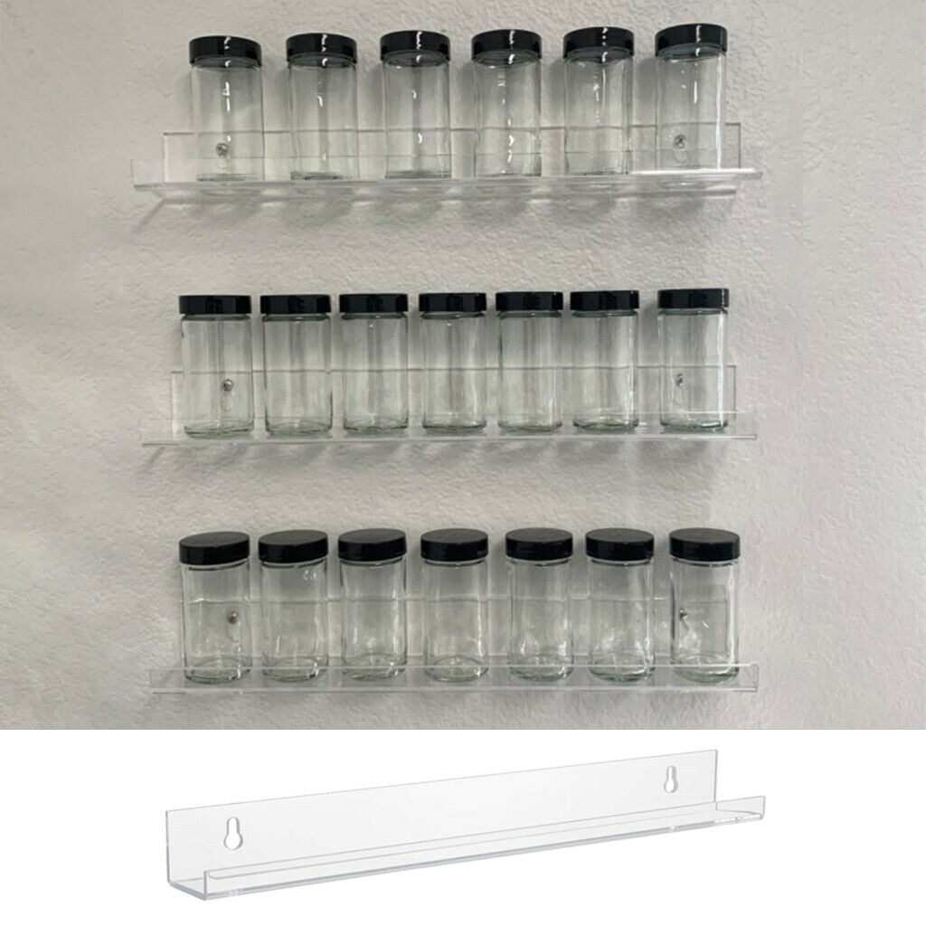 Wall Mounted Seasonings Bottles Rack Organizer Holder for Kitchen Door Clear