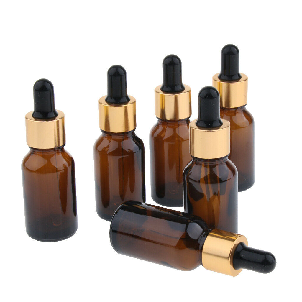 6x Empty Dropper Bottles Refillable Essential Oil Cosmetic Jar Canning 20ml