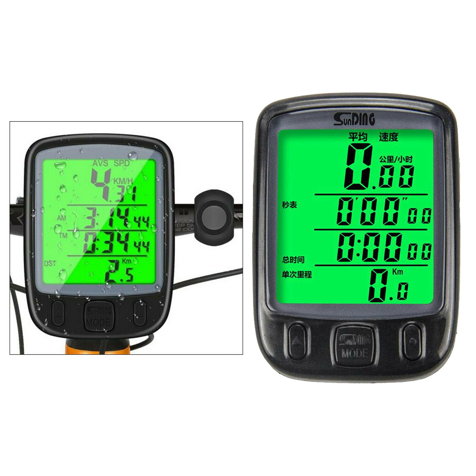 Bike Computer, Bicycle Speedometer Odometer Waterproof Backlight with Digital