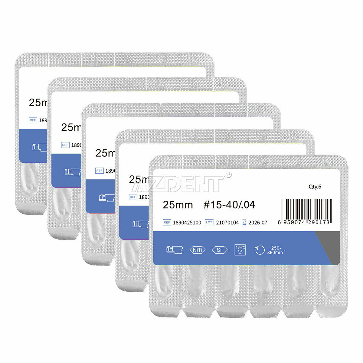 5 X Dental Endo V Blue Engine Use Root Canal Heat Activated File 25mm 04 #15-#40
