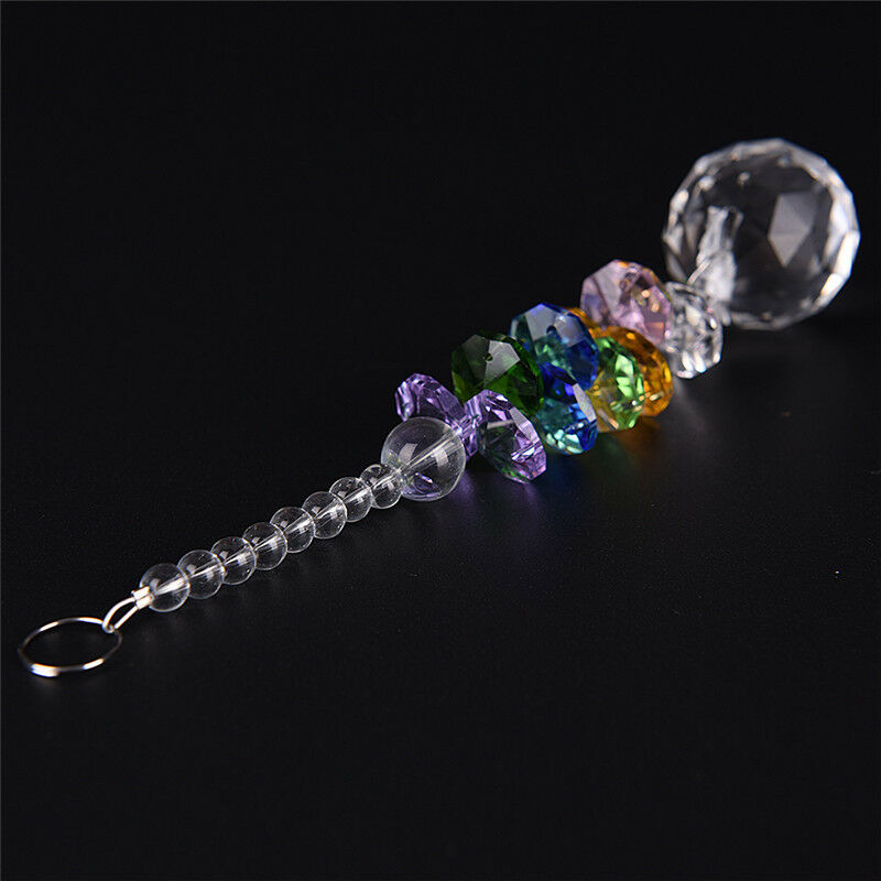 Hanging Glass Crystal Ball Prism Pendant Ornament Rainbow Wedding Gift QaL Rf